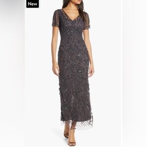 Pissaro Nights Elegant Beaded Evening Dress
